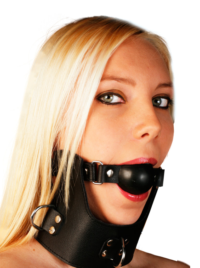 Skin Two UK Leather 3D Ring Collar with Detachable Ball Gag Gag