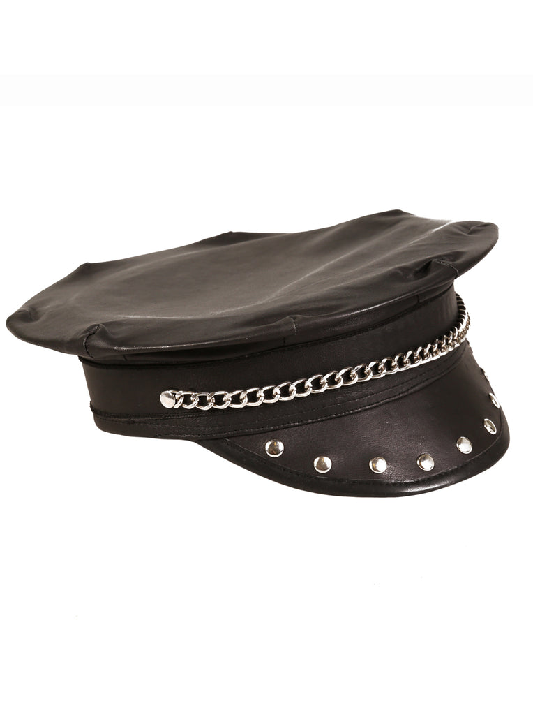 Skin Two UK Leather Chain Peak Cap - One Size Headwear