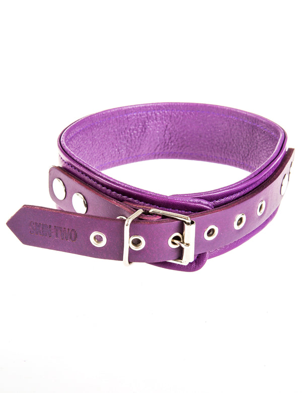 Skin Two UK Leather Collar in Purple Collar