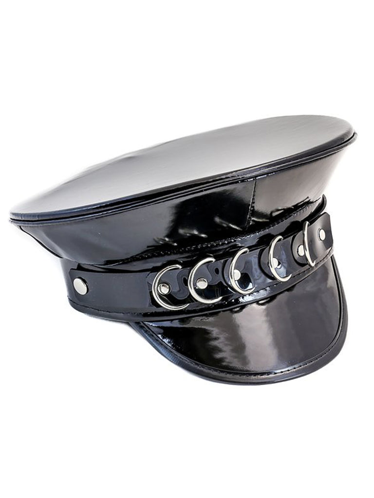 Skin Two UK Leather D-Ring Bondage Police Hat - One Size Headwear