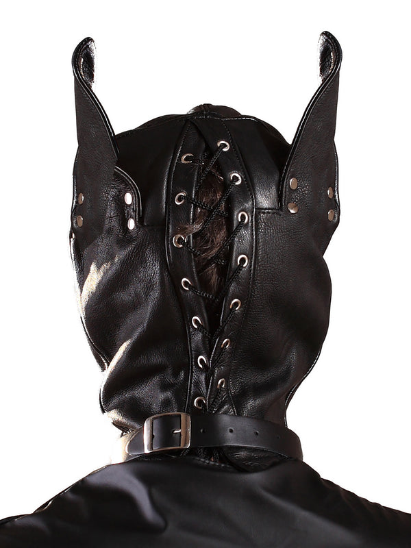 Skin Two UK Leather Dog Hood with Detachable Blindfold - One Size Hood