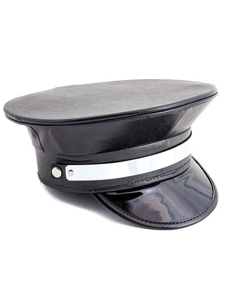 Skin Two UK Leather Police Hat with Metal Plate - One Size Headwear