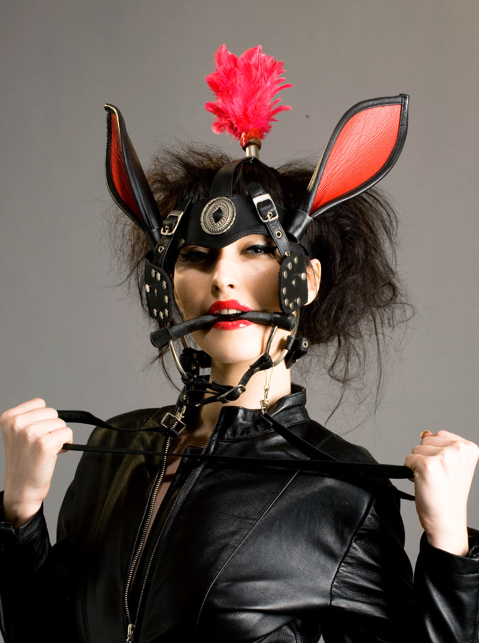 ponygirl gear Leather Pony Girl Head Harness with Ears – Skin Two UK