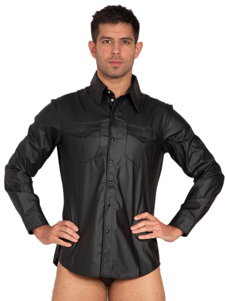 Skin Two UK Leatherette Fitted Shirt Top