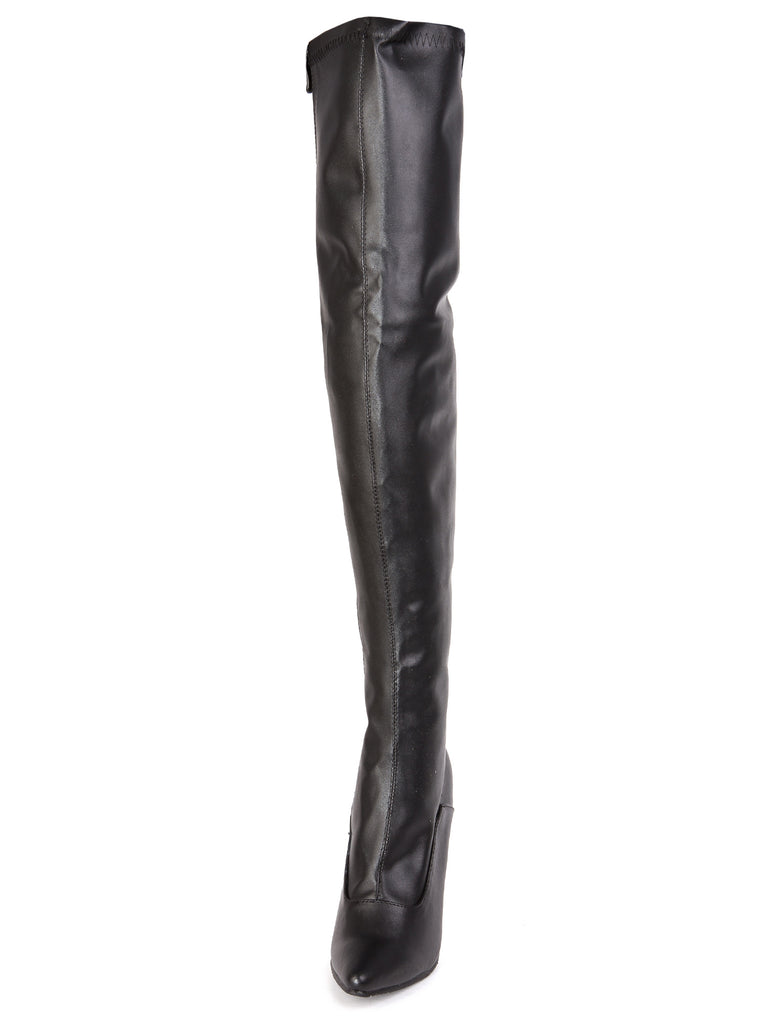 Skin Two UK Matte Black Thigh High Boots Shoes