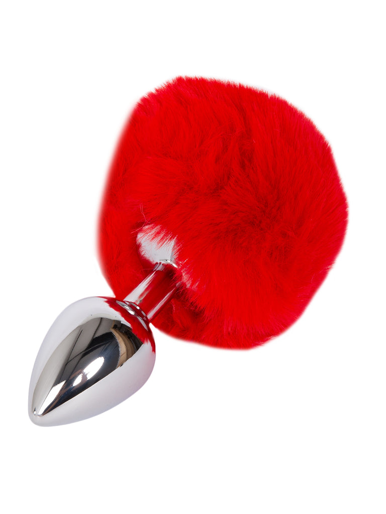 Skin Two UK Medium Silver Butt Plug with Red Tail Anal Toy