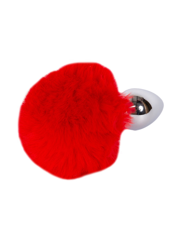 Skin Two UK Medium Silver Butt Plug with Red Tail Anal Toy