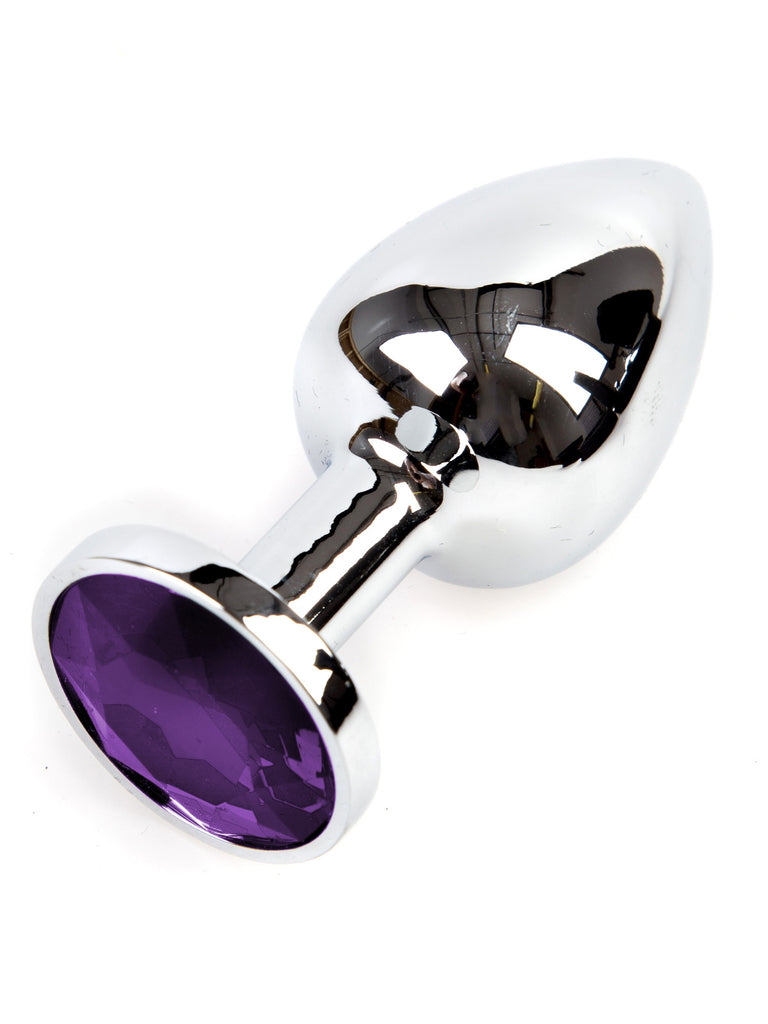 Metal Butt Plug With Purple Jewel – Skin Two UK