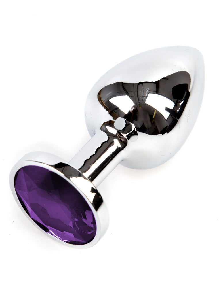 Metal Butt Plug With Purple Jewel Skin Two UK Metal Butt Plug With Purple Jewel Skin Two UK