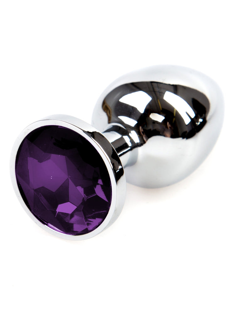 Metal Butt Plug With Purple Jewel Skin Two UK Metal Butt Plug With Purple Jewel Skin Two UK
