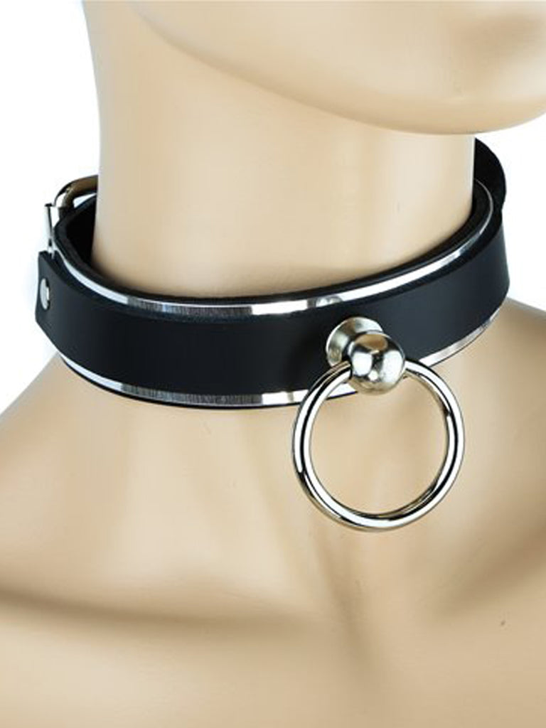 Skin Two UK Metal Plate Collar with Leather Strap Collar