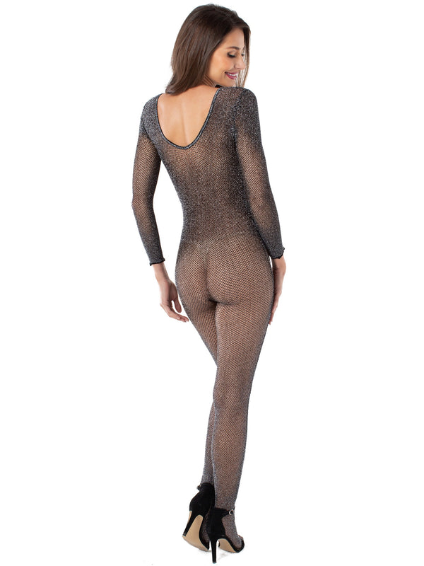 Skin Two UK Metallic Knitted Fishnet Bodystocking Bodystockings
