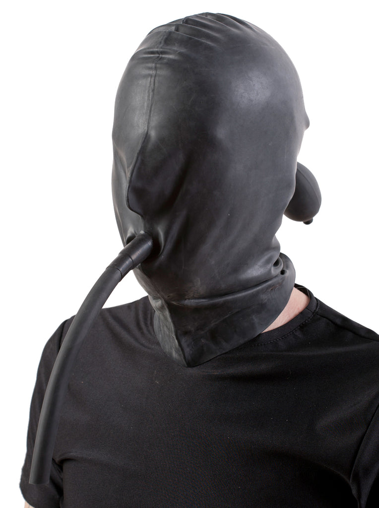 Skin Two UK Moulded Rubber Inflatable Hood with Tube in Black - One Size Hood