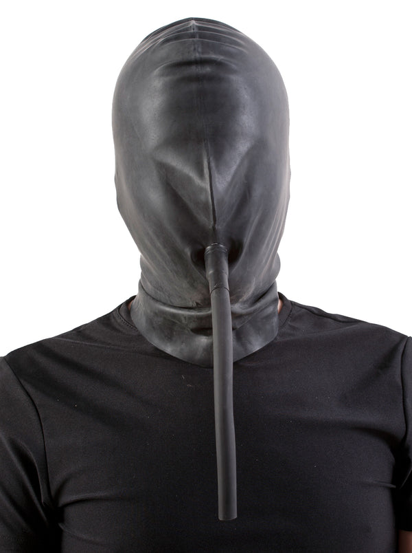 Skin Two UK Moulded Rubber Inflatable Hood with Tube in Black - One Size Hood