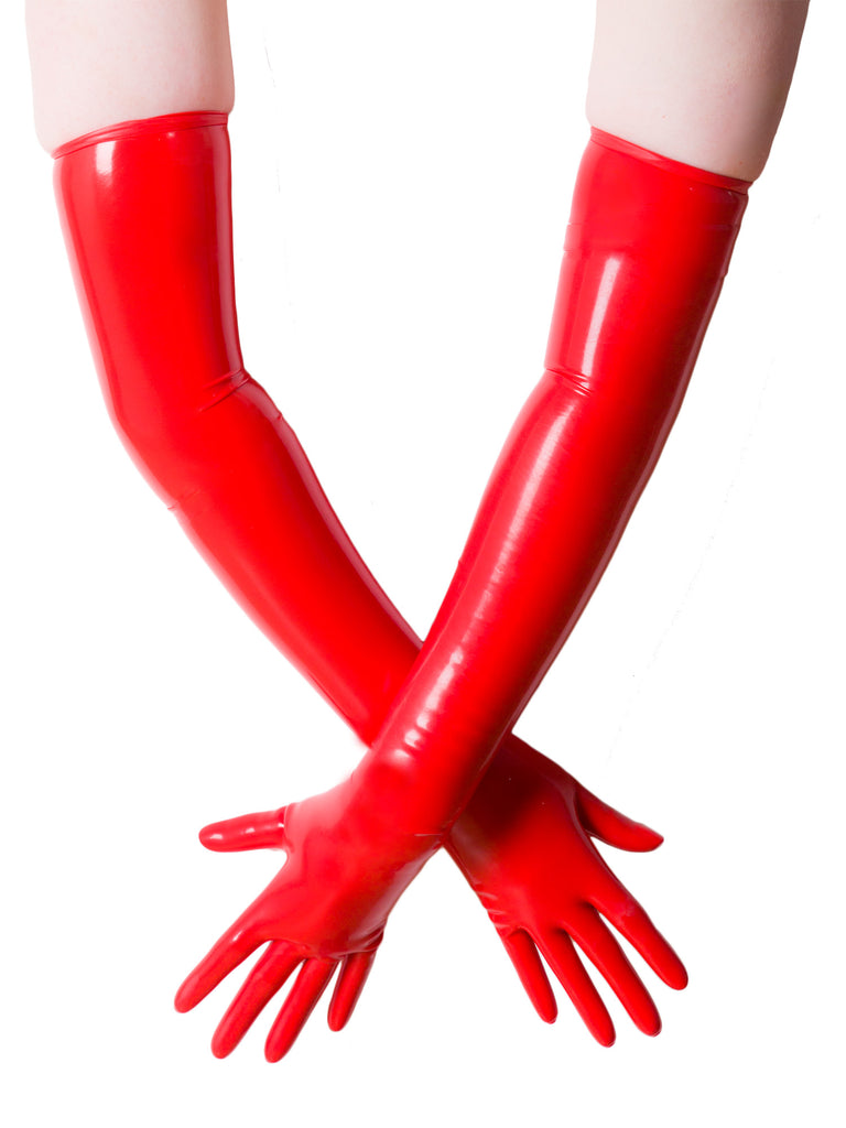 Skin Two UK Moulded Shoulder Length Latex Gloves in Red Gloves