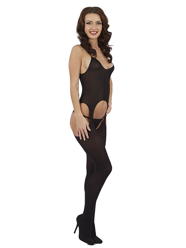 Skin Two UK Opaque Suspender Bodystocking - One Size Bodystockings