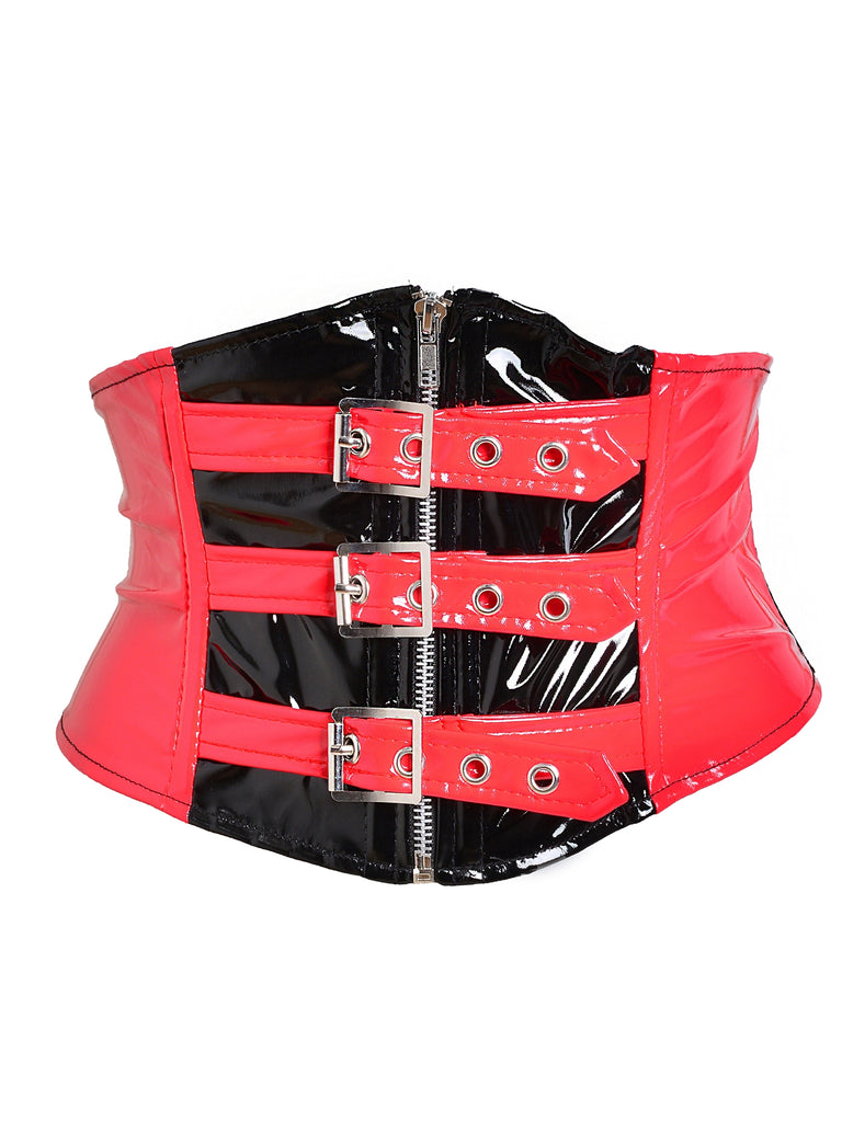 Skin Two UK PVC Buckle Waspie Belt in Red Corset