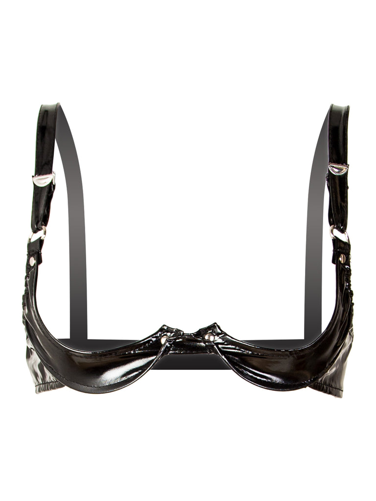 Skin Two UK PVC Quarter Cup Bra in Black Bra