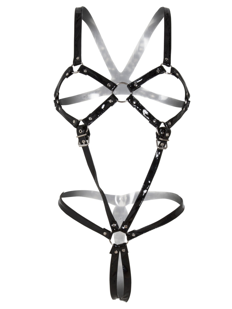 Skin Two UK Size 18 PVC Vixen Full Body Harness in Black Size O-S Clearance Clearance