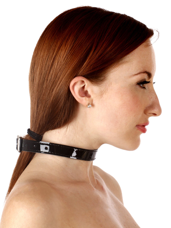 Skin Two UK Patent Leather Buckle Collar in Black Collar