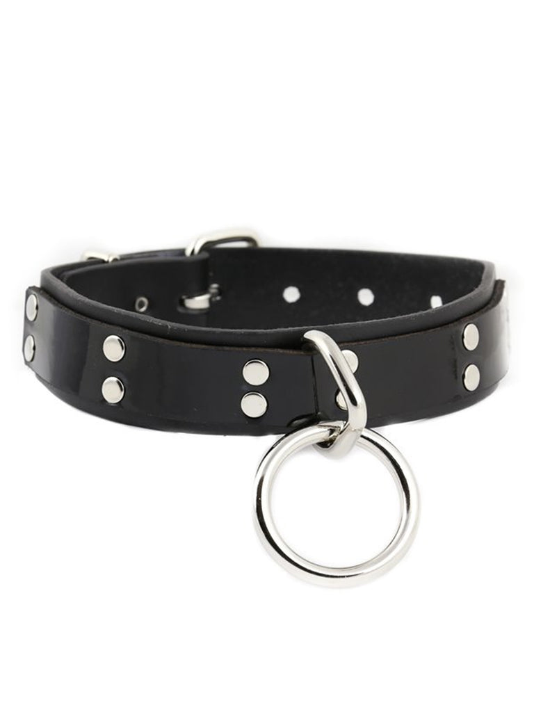 Skin Two UK Patent Leather Large O-Ring Collar Collar