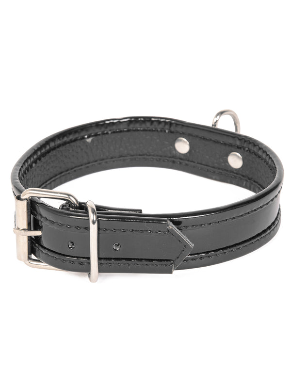 Skin Two UK Patent Leather O-Ring Collar with Piping Collar