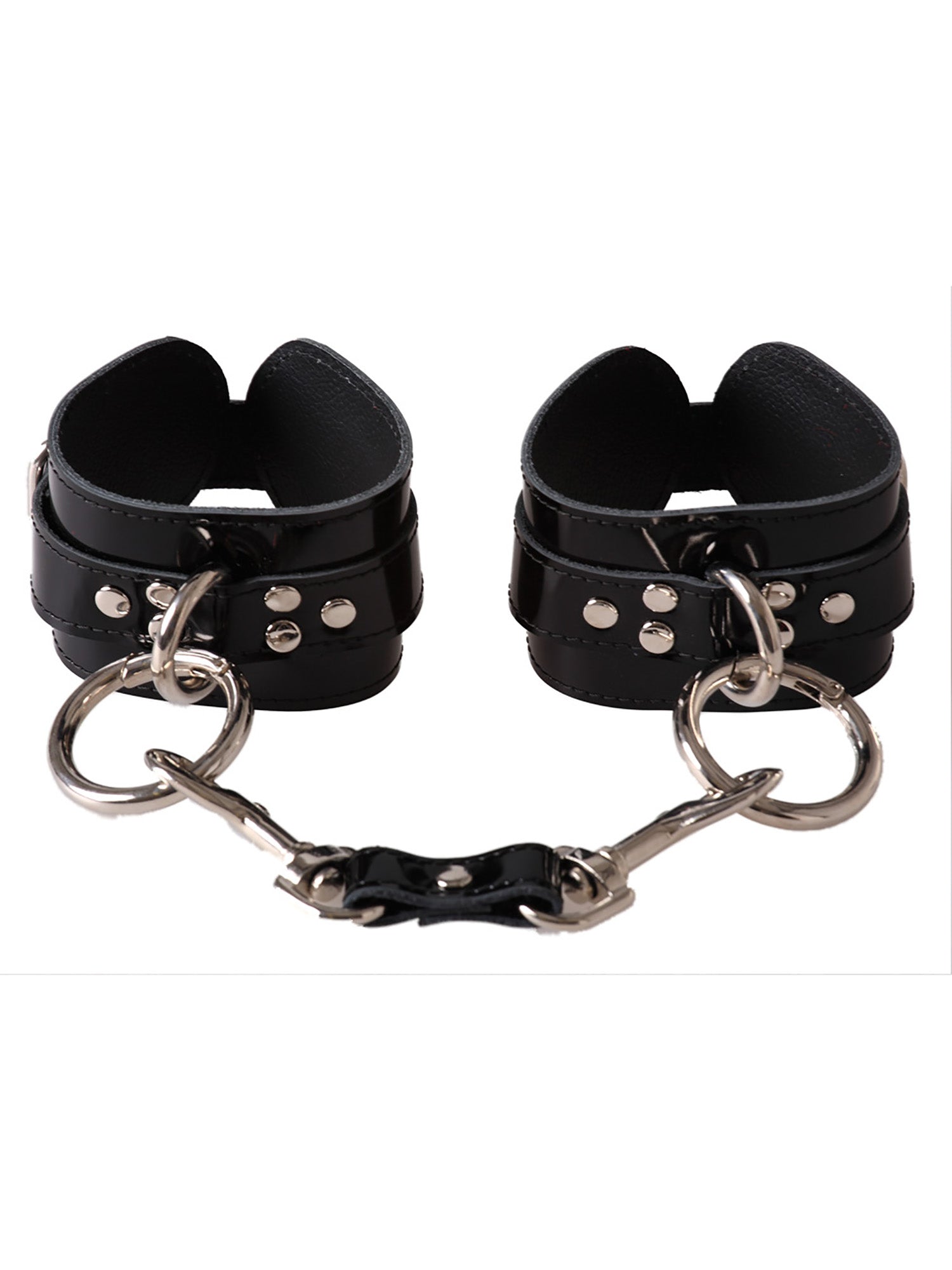 Patent Leather Wrist Cuffs Black Skin Two UK