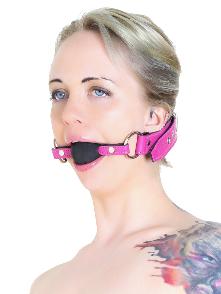 Skin Two UK Pink Leather Ball Gag with a Black Ball Gag