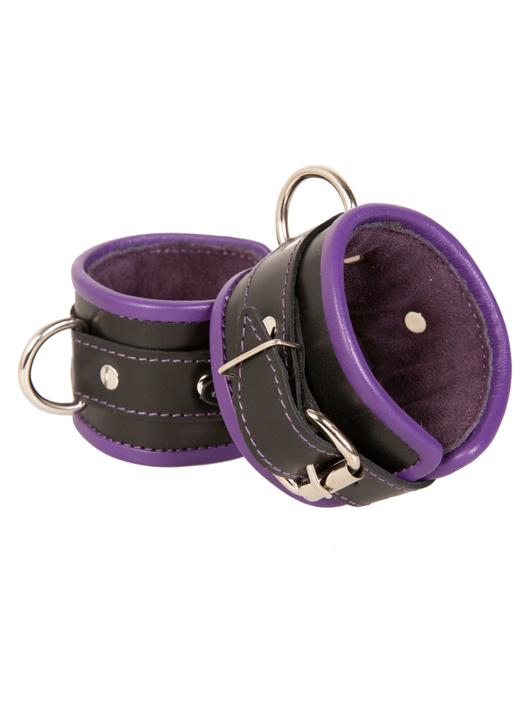 Skin Two UK Purple Trim Leather Wrist Cuffs Cuffs
