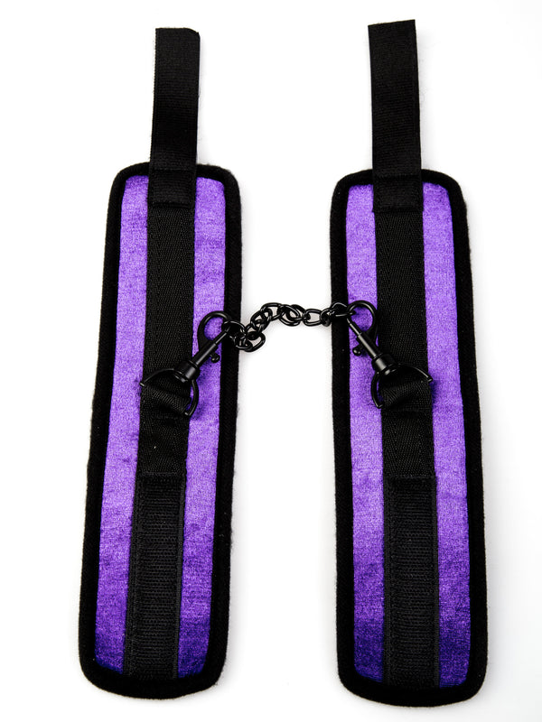 Skin Two UK Purple Velvet Ankle Cuffs With Detachable Chain Cuffs