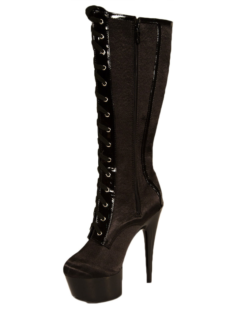 Skin Two UK Raven Satin Boots Shoes
