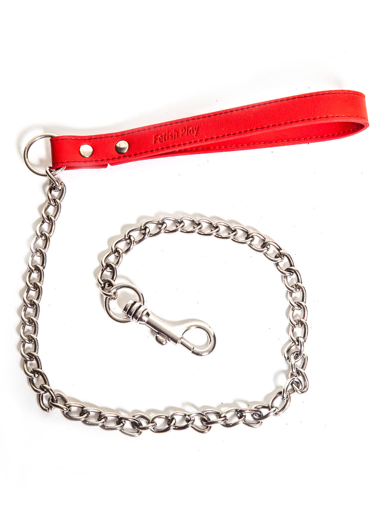 Skin Two UK Red Faux Leather Chain Lead Lead
