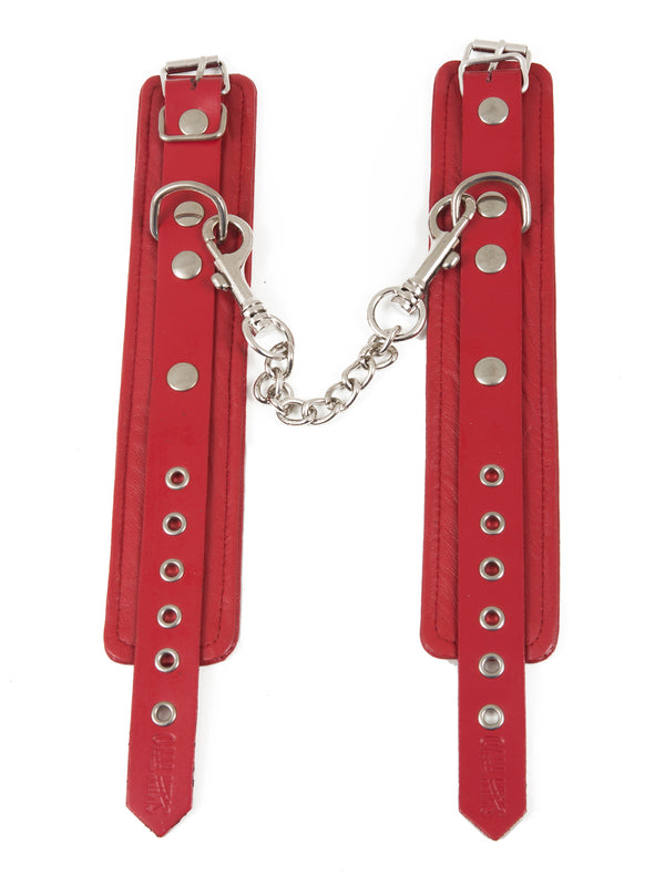 Skin Two UK Red Leather Ankle Cuffs Cuffs