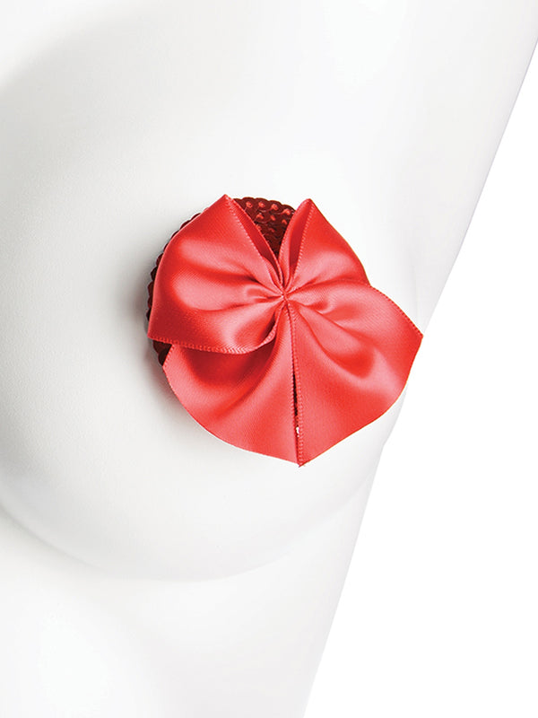Skin Two UK Red Sequin Pasties with Bow - One Size Accessories
