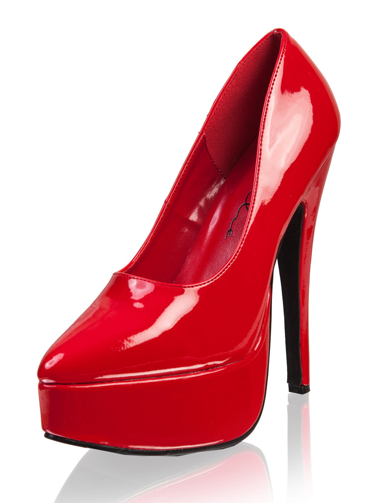 Skin Two UK Red Stiletto Heel Platform Pump Shoes