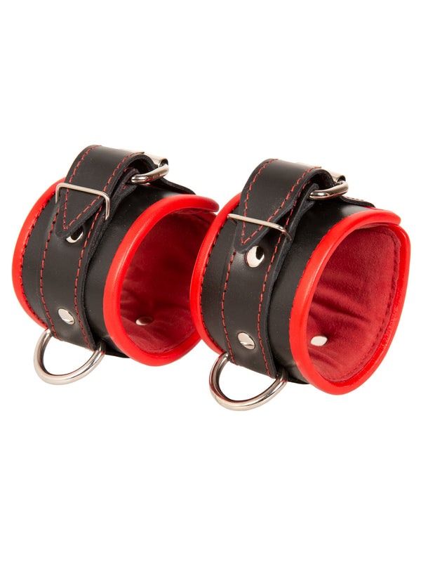 Skin Two UK Red Trim Leather Wrist Cuffs Cuffs