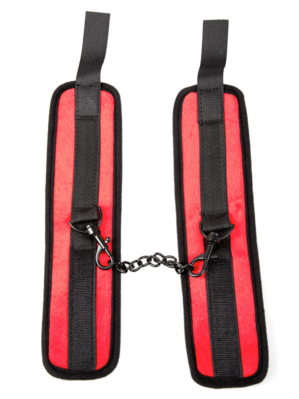 Skin Two UK Red Velvet Ankle Cuffs With Detachable Chain Cuffs