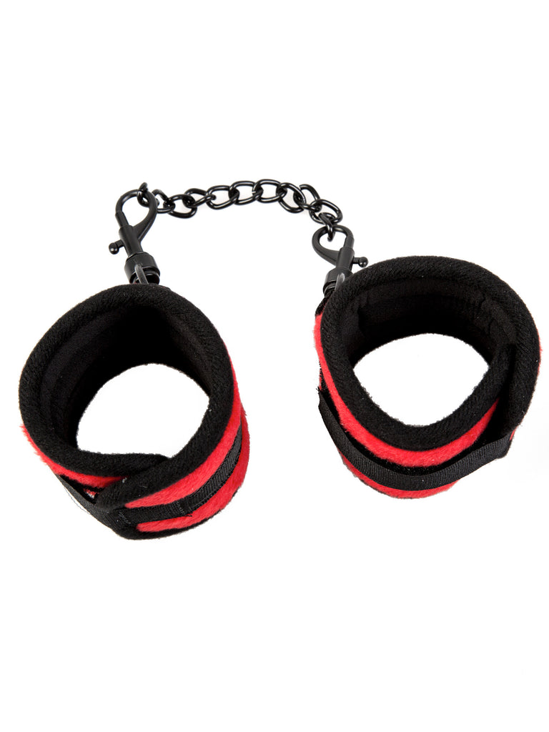 Red Velvet Handcuffs With Detachable Chain – Skin Two UK