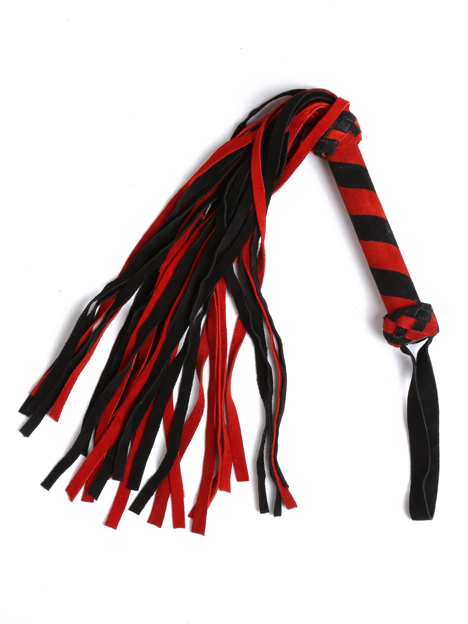 Suede Leather Flogger - Black and Red – Skin Two UK