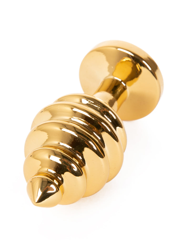 Jewellery Ribbed Butt Plug Gold Ruby  Skin Two UK