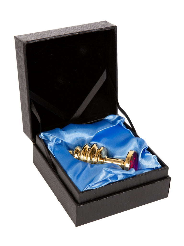 Jewellery Ribbed Butt Plug Gold Ruby  Skin Two UK