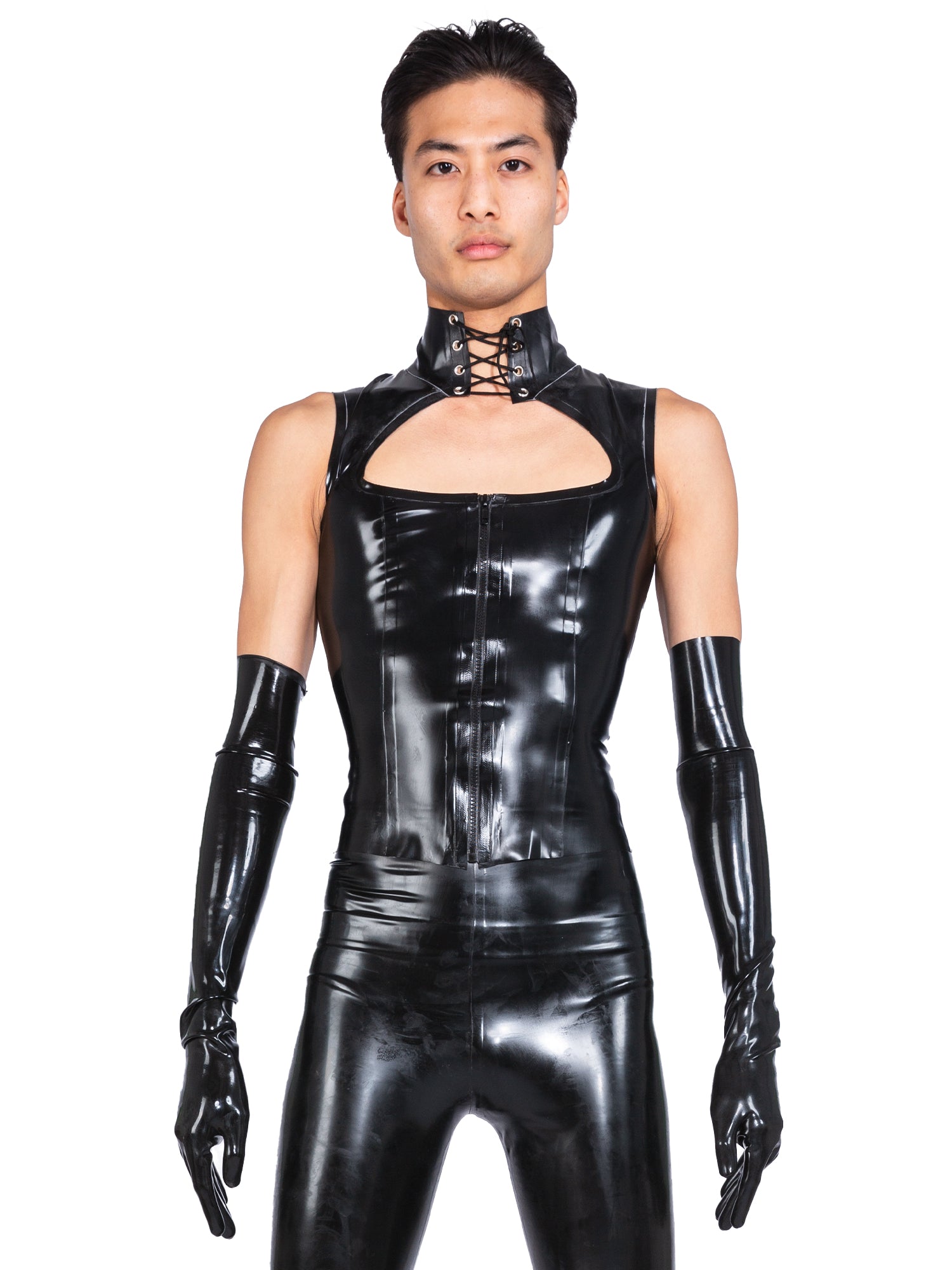 Latex Keyhole Top in Black – Skin Two UK