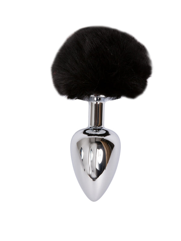 Skin Two UK Small Silver Butt Plug with Black Tail Anal Toy