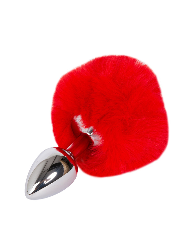Skin Two UK Small Silver Butt Plug with Red Tail Anal Toy