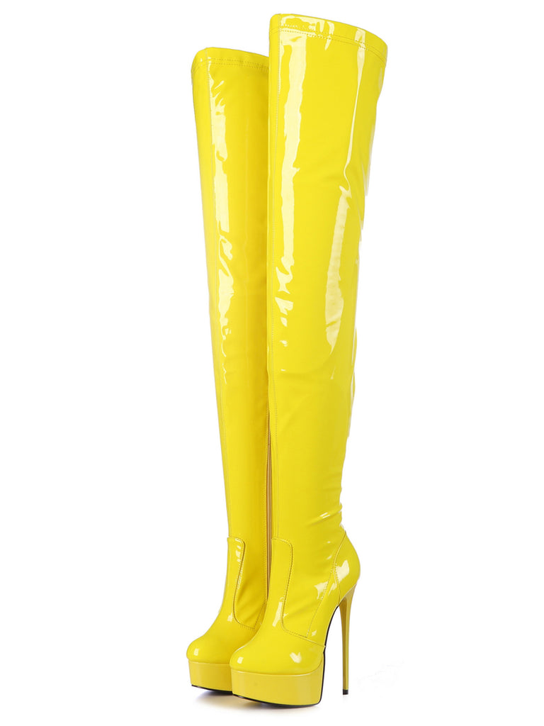 Skin Two UK Flame Starburst Thigh High Stiletto Boots Shoes