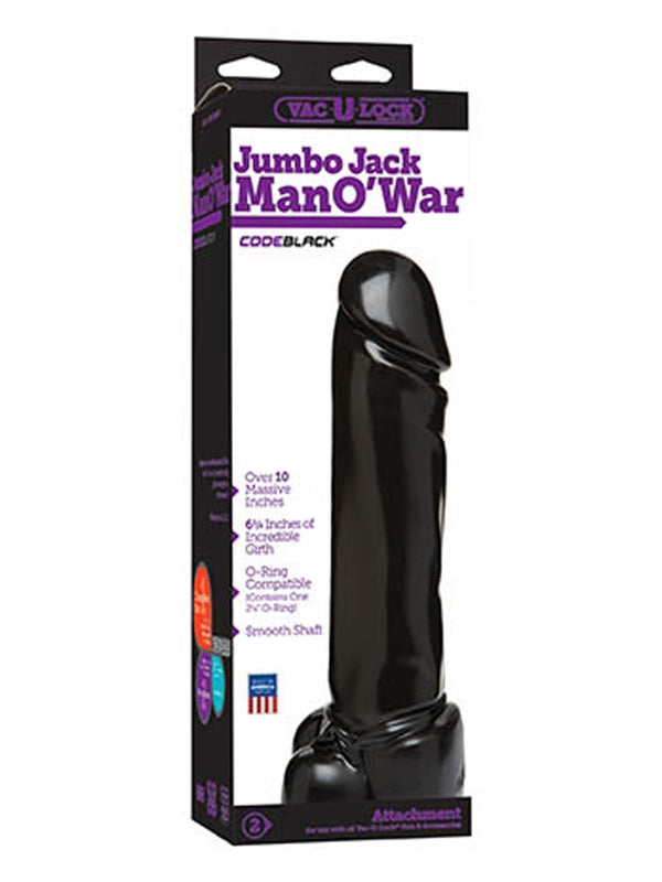 Skin Two UK Vac-U-Lock CodeBlack Jumbo Jack Man O' War Dildo