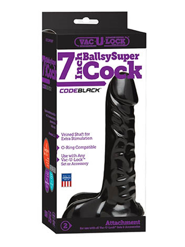 Skin Two UK Vac-U-Lock Code Black Ballsy Super Cock Dildo