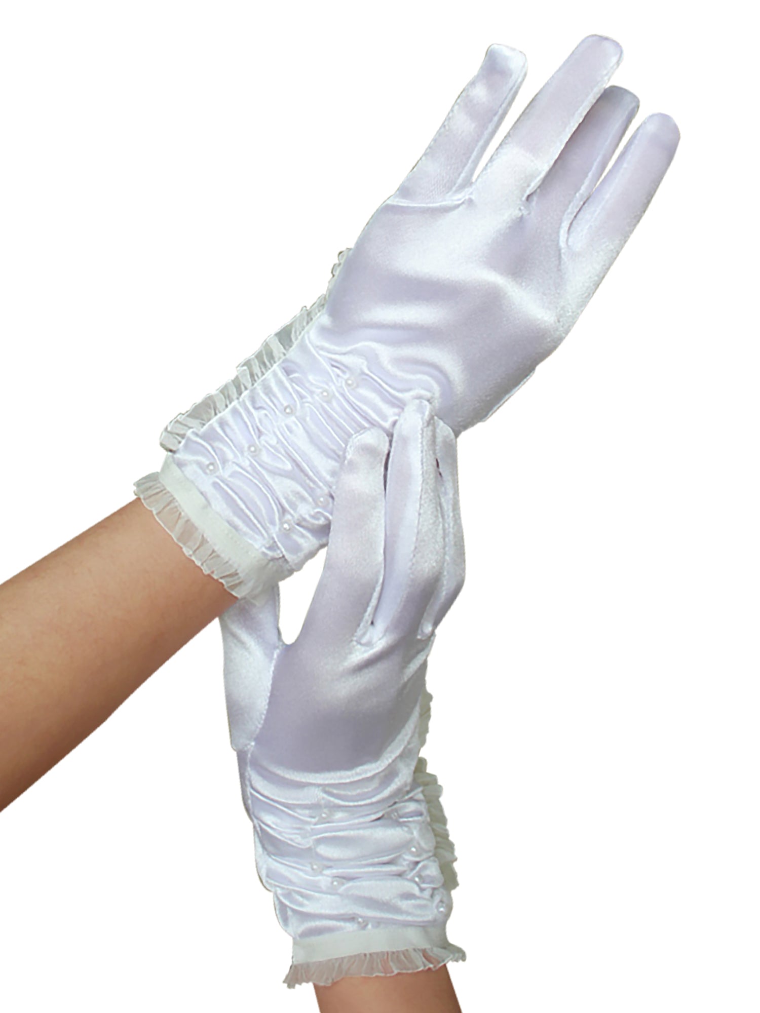Marilyn White Satin Gloves