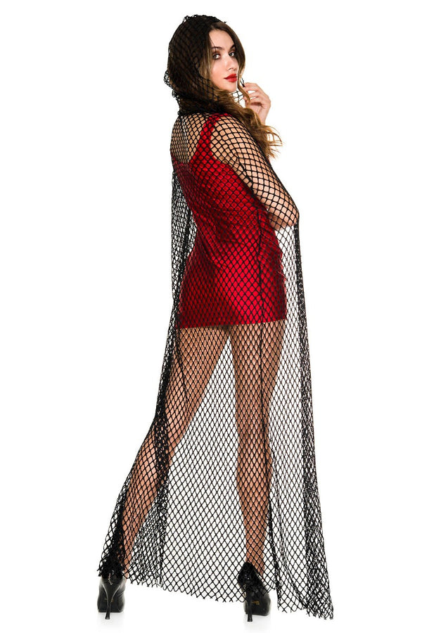 Skin Two UK Fishnet Cape with Attached Hood - One Size Set