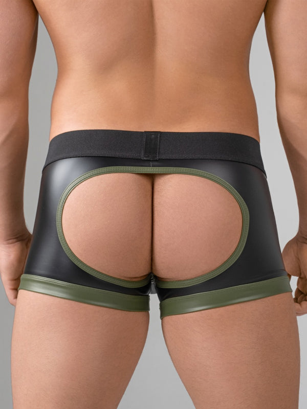 Skin Two UK Trunk Shorts with Open Rear in Black & Green Shorts